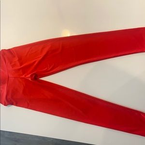 Red spandex workout leggings